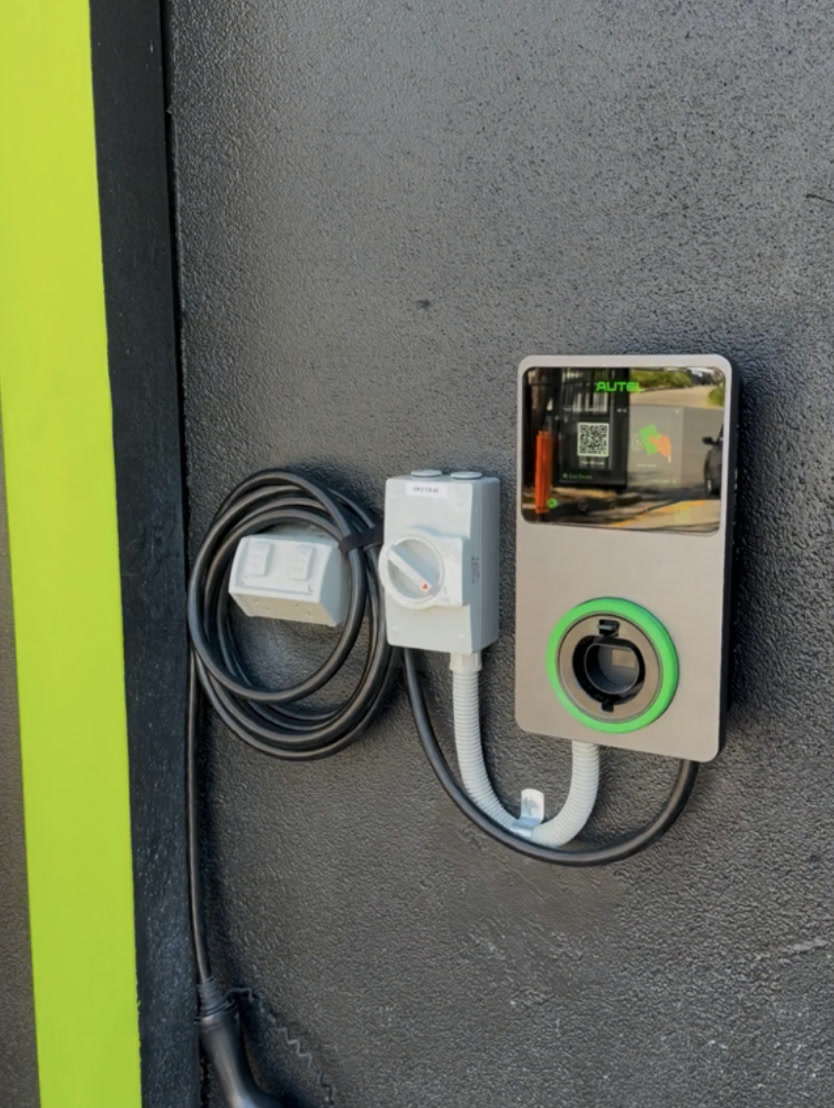 Wall-mounted home EV charger installed by Empowering Melbourne electricians